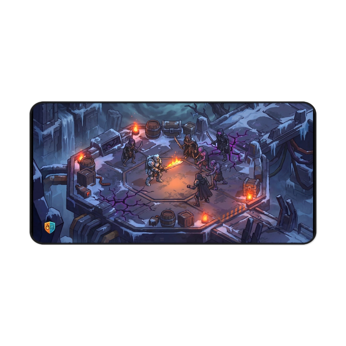 Tavern & Terminal Large Gaming Desk Mat - Retro Isometric Fantasy RPG, Oversized PC Mouse Pad for Gamers, 32x16