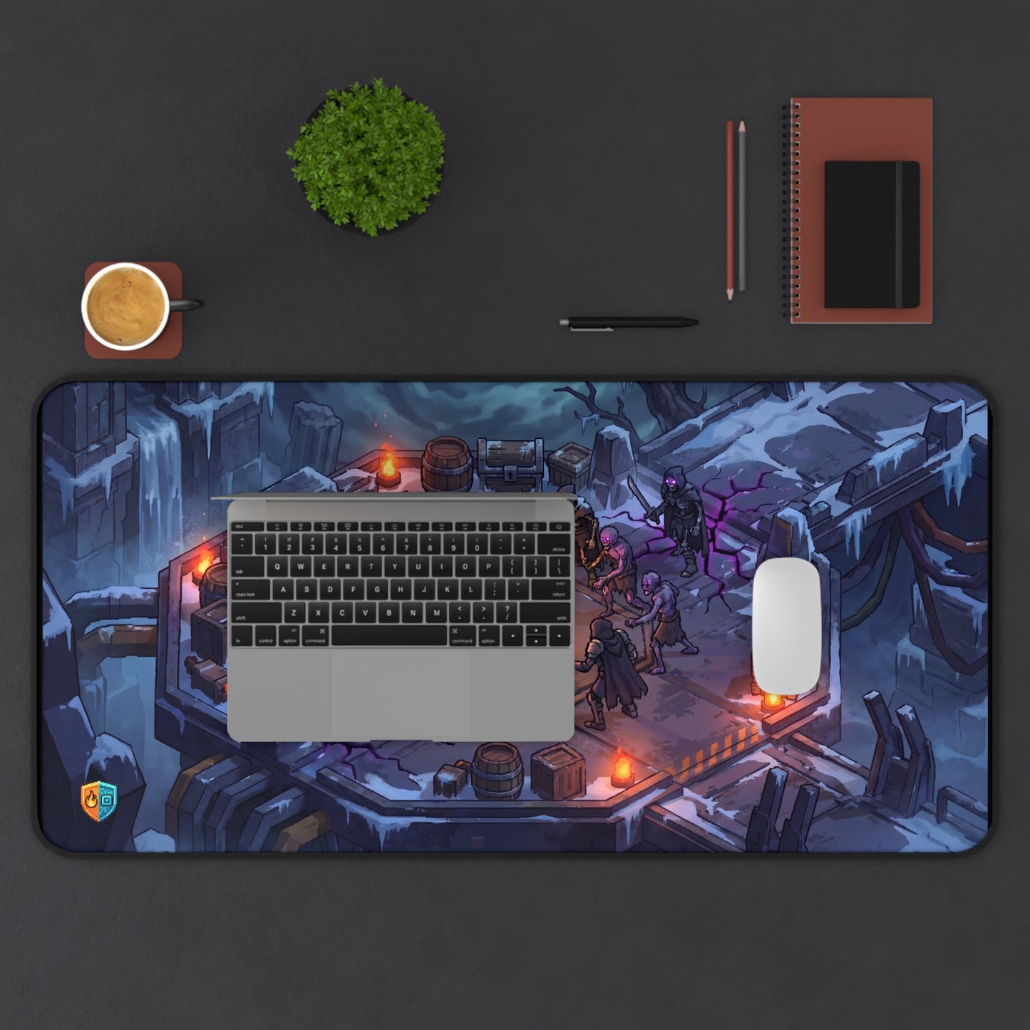 Tavern & Terminal Large Gaming Desk Mat - Retro Isometric Fantasy RPG, Oversized PC Mouse Pad for Gamers, 32x16